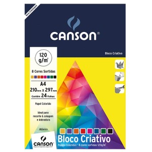 BLOCO CRIATIVO A4 32FOLHAS 8CORES 120G 7158 CANSON-BL