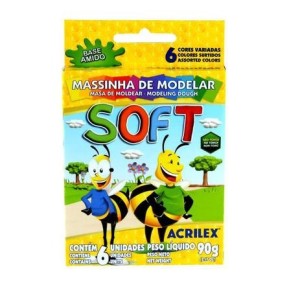 MASSA MODELAR 06 CORES ACRILEX SOFT 90G